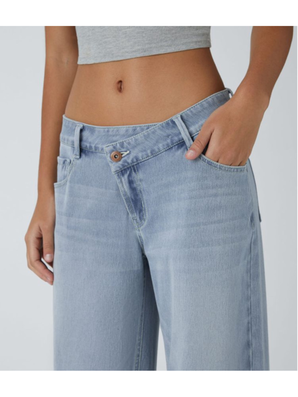 Halara Flex™ Asymmetric Low Rise Baggy Wide Leg Washed Jeans Size Small Long - Picture 4 of 16